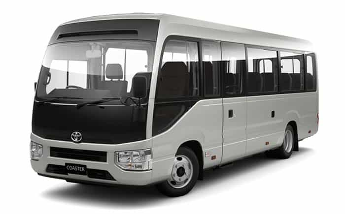 Toyota Coaster bus for large group transportation